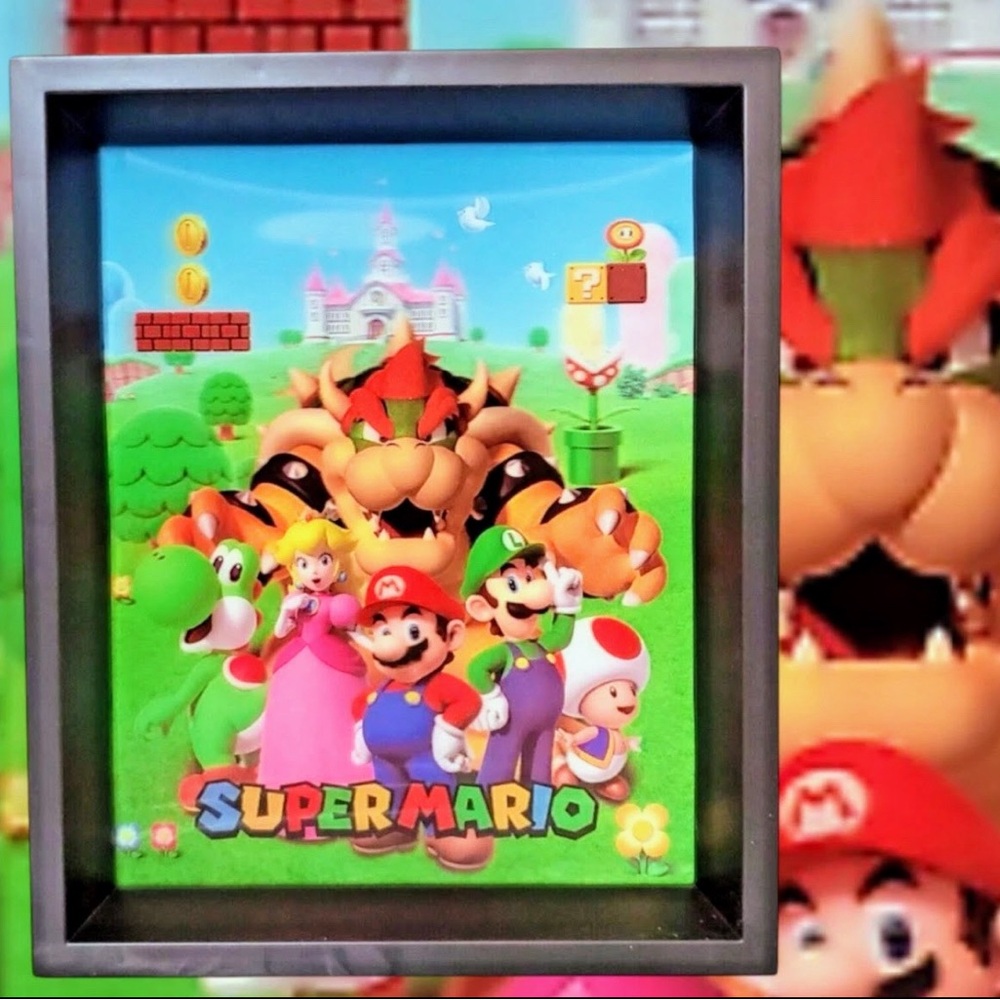 Nintendo: Super Mario Bros 3D Lenticular Shadow Box - Collectible Gaming Art